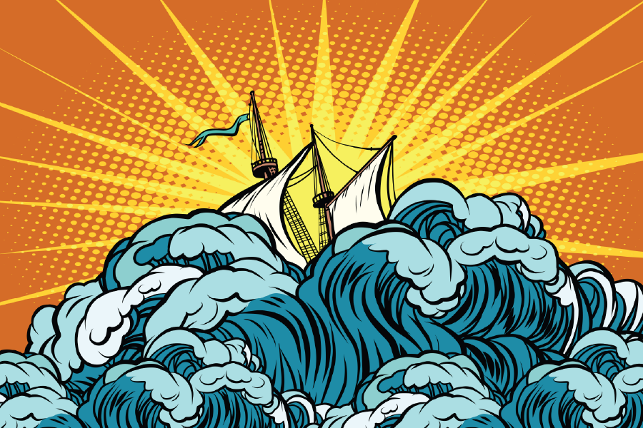 Ship On Sea Illustration Print 100% Australian Made