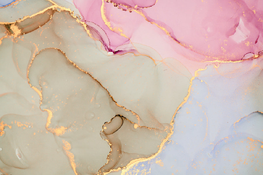 Brown Pink & Blue Gold Abstract Design Print 100% Australian Made