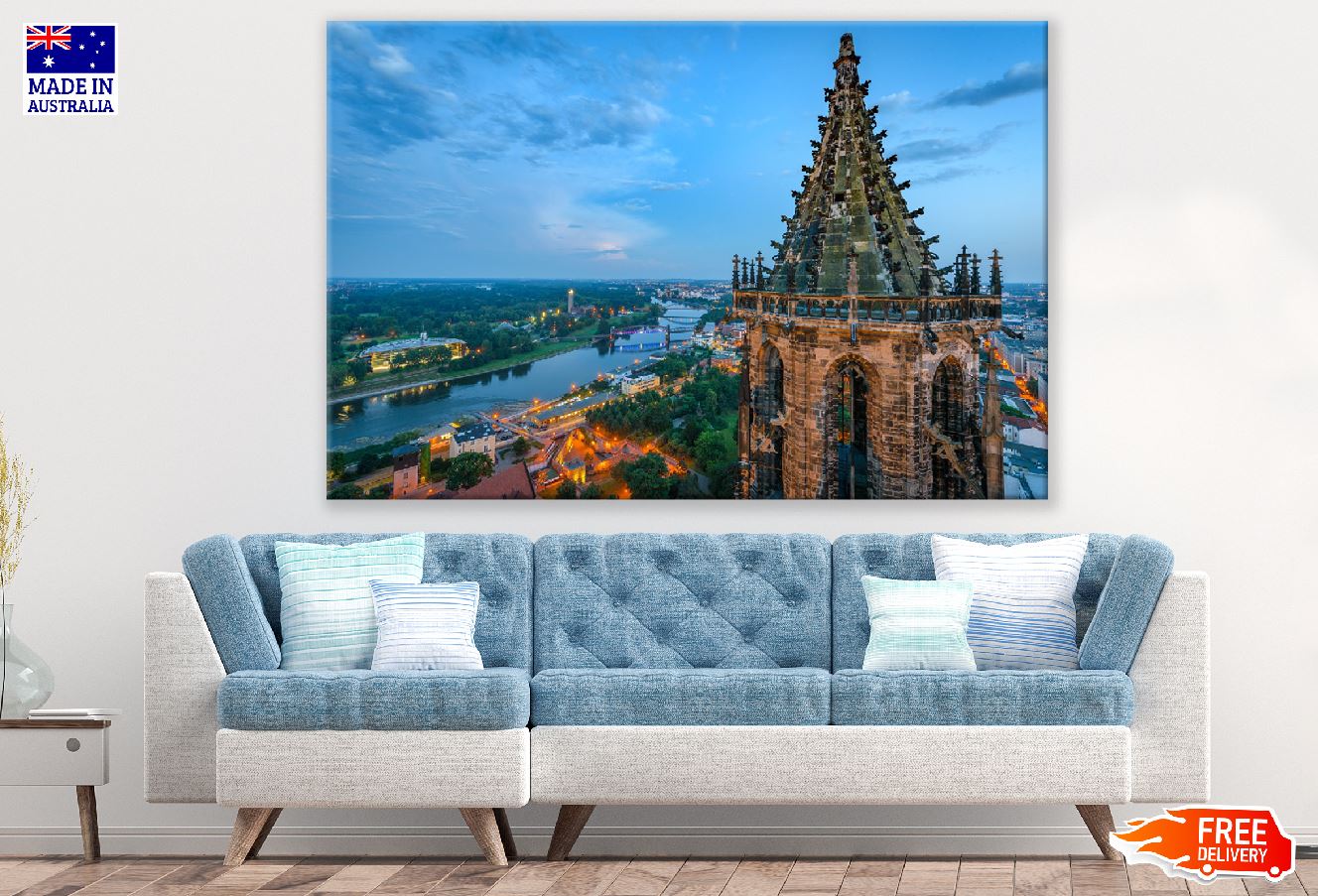 Magdeburg Cathedral with Blue Sky Photograph, Germany Print 100% Australian Made