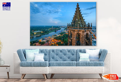 Magdeburg Cathedral with Blue Sky Photograph, Germany Print 100% Australian Made