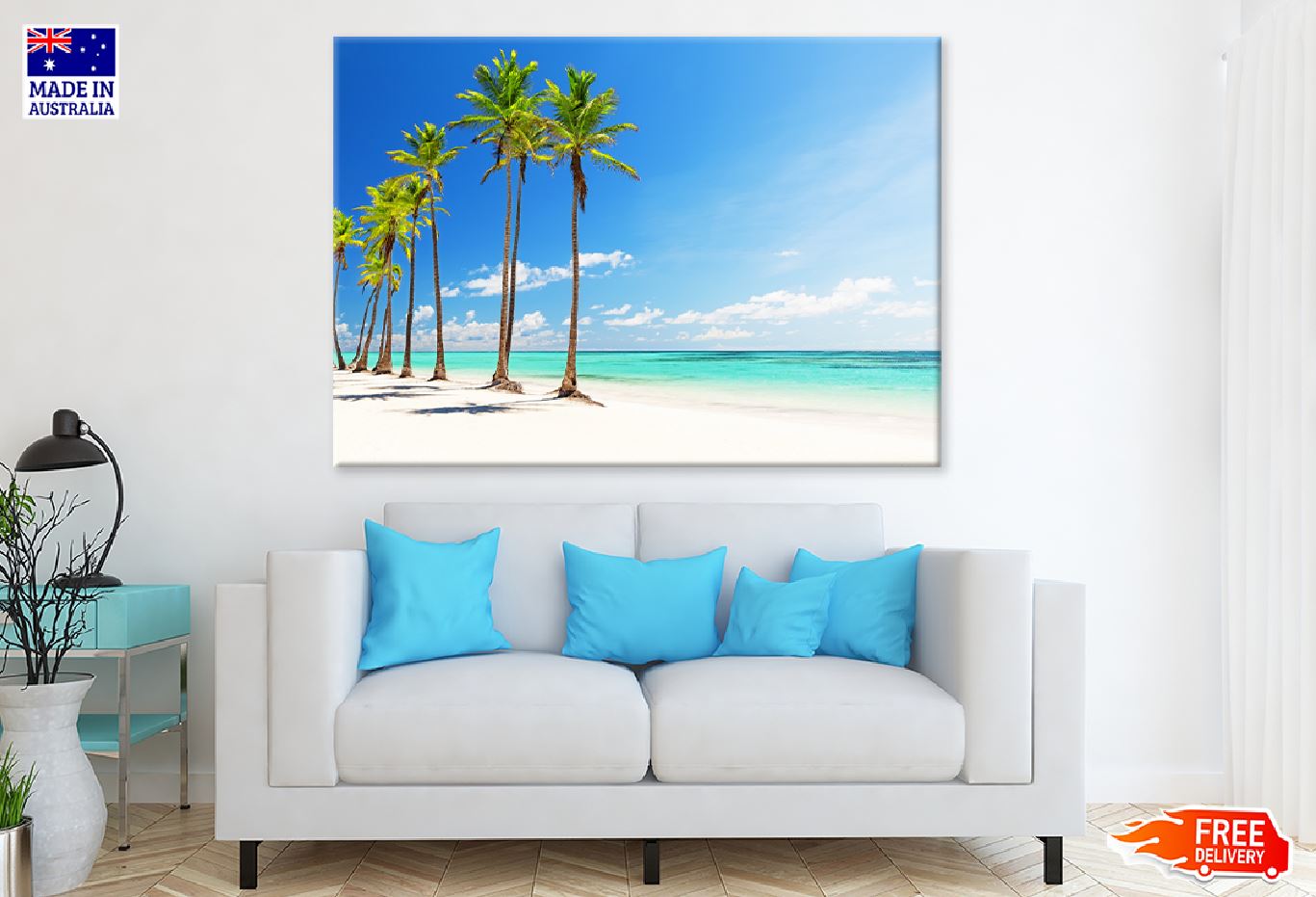 Palm Trees Near Beach Sky View Photograph Print 100% Australian Made