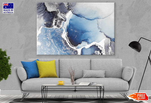 Blue Silver Abstract Design Print 100% Australian Made