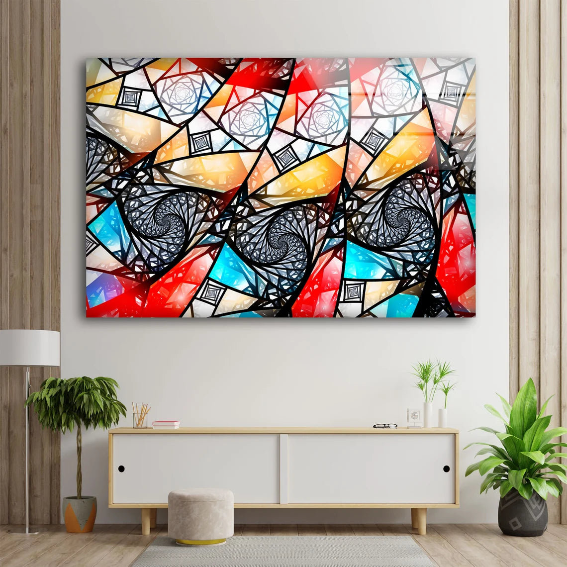 Colorful Abstract Mosaic Glass Design Acrylic Glass Print Tempered Glass Wall Art 100% Made in Australia Ready to Hang