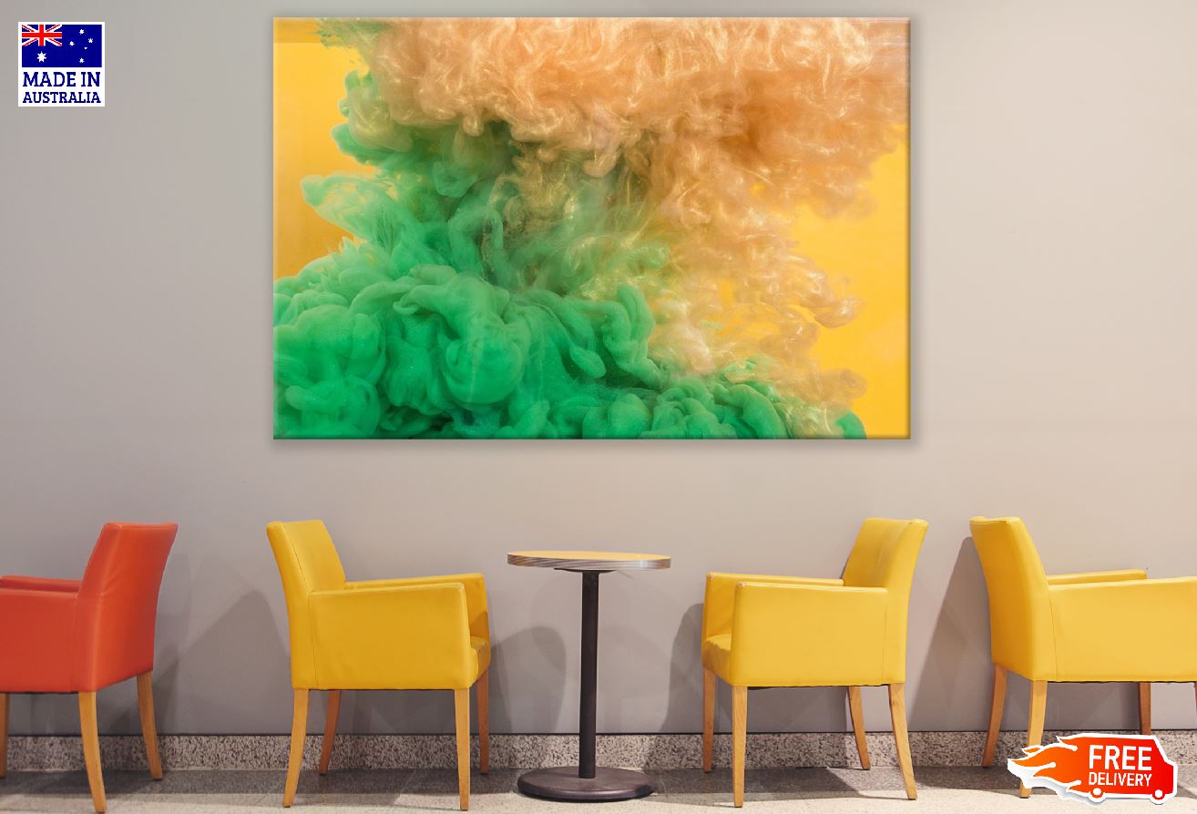 Gold & Green Smoke Abstract Design Print 100% Australian Made