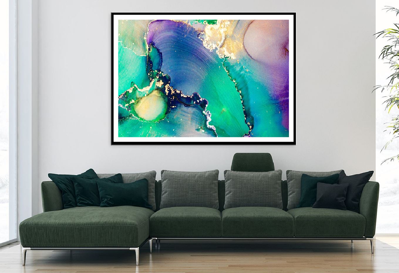 Purple Blue & Green Gold Abstract Design Home Decor Premium Quality Poster Print Choose Your Sizes