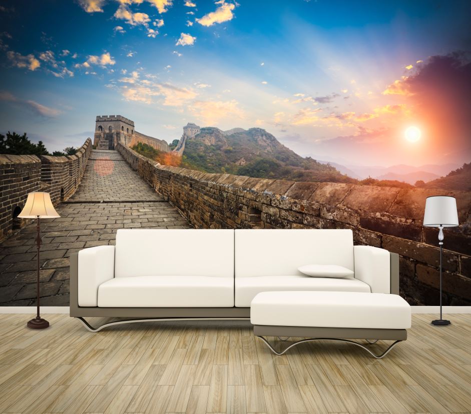 Wallpaper Murals Peel and Stick Removable Sunset View from Great Wall China High Quality