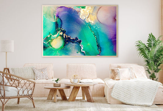 Purple Blue & Green Gold Abstract Design Home Decor Premium Quality Poster Print Choose Your Sizes