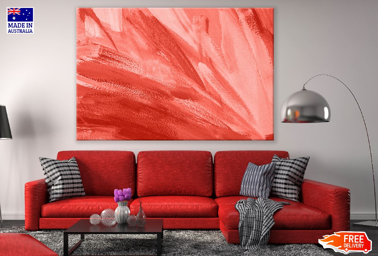 Red Abstract Design Print 100% Australian Made
