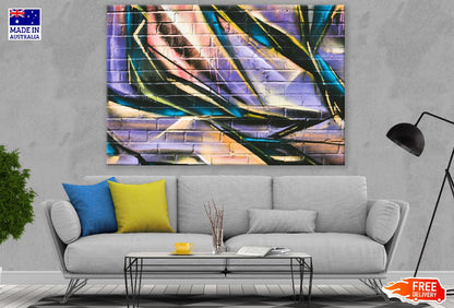 Black Yellow & Purple Paint Abstract Design Print 100% Australian Made