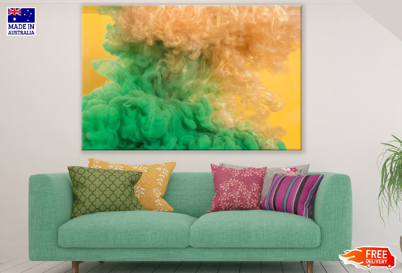 Gold & Green Smoke Abstract Design Print 100% Australian Made