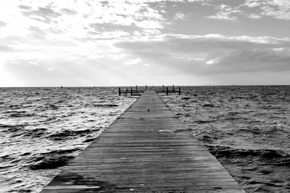 Wooden Pier On Sea Sky B&W Photograph Home Decor Premium Quality Poster Print Choose Your Sizes