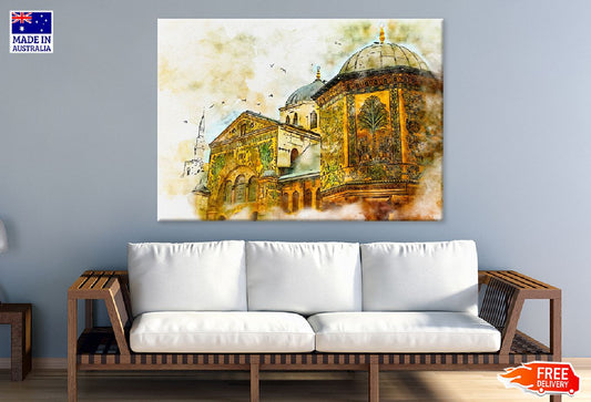 Umayyad Mosque Watercolor Painting Print 100% Australian Made