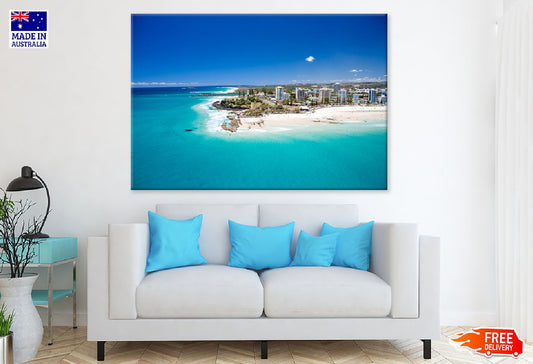 City Near Beach Aerial Photograph Print 100% Australian Made