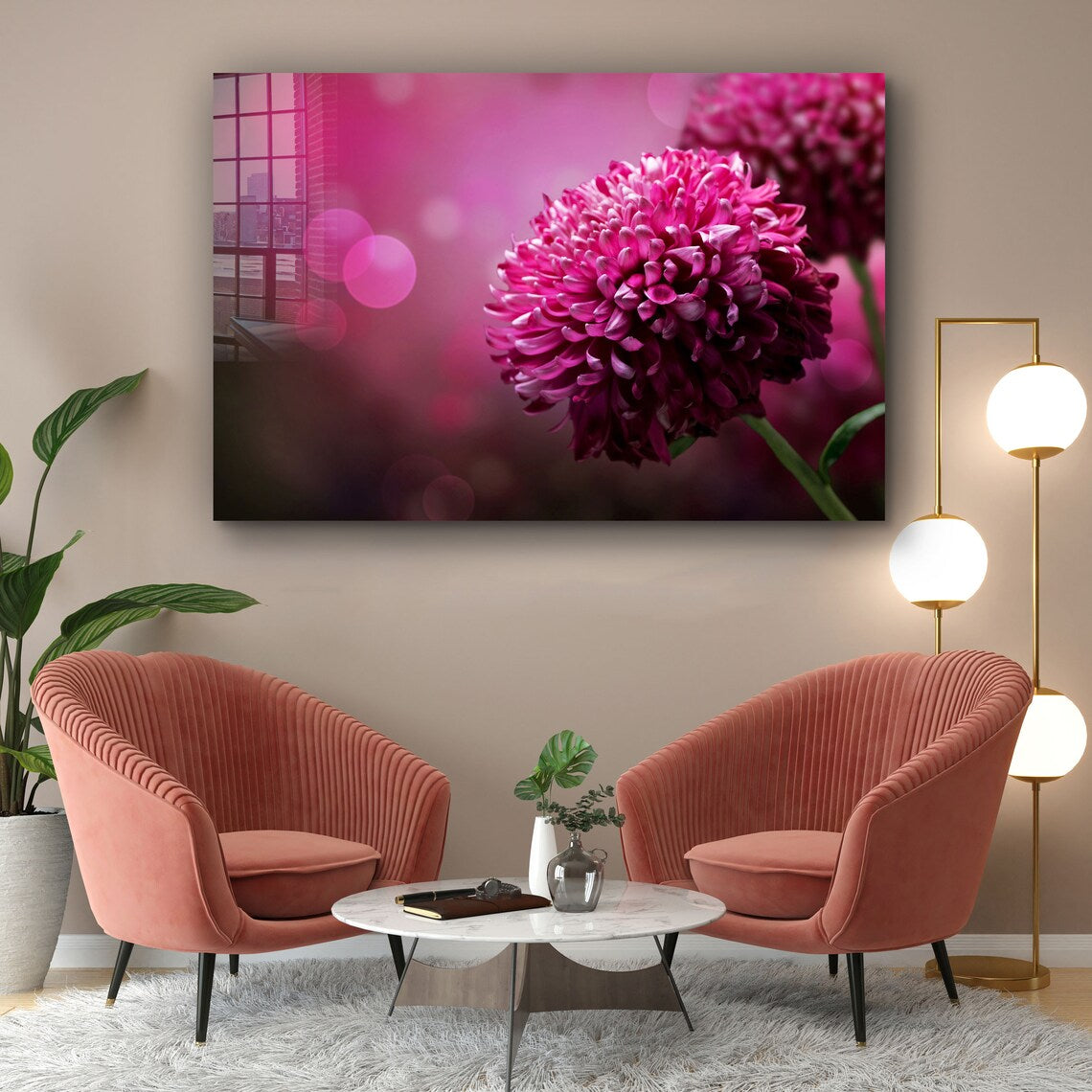 Pink Flower Closeup Print Tempered Glass Wall Art 100% Made in Australia Ready to Hang