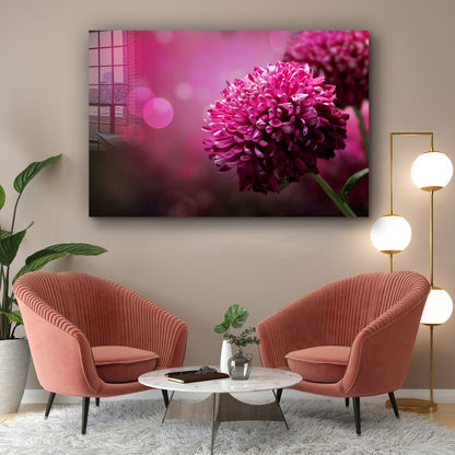 Pink Flower Closeup Print Tempered Glass Wall Art 100% Made in Australia Ready to Hang