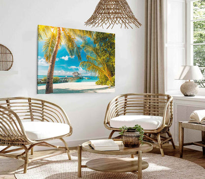Bella Home Palms Seashore With Sunrise Print Canvas Ready to hang