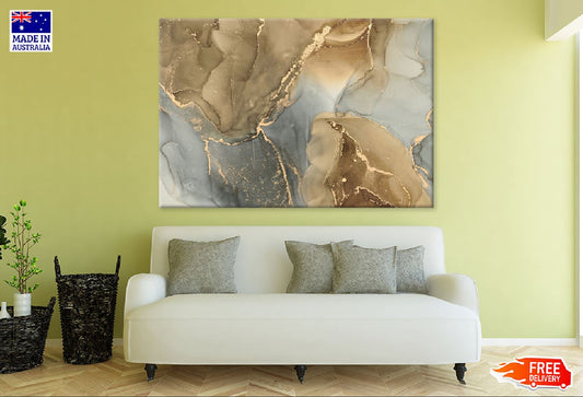 Brown Grey & Gold Abstract Design Print 100% Australian Made
