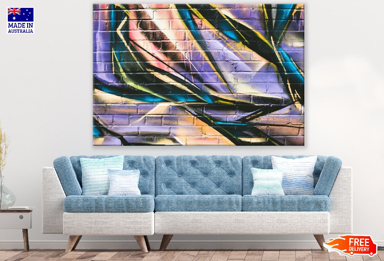 Black Yellow & Purple Paint Abstract Design Print 100% Australian Made