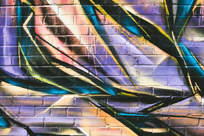 Black Yellow & Purple Paint Abstract Design Print 100% Australian Made