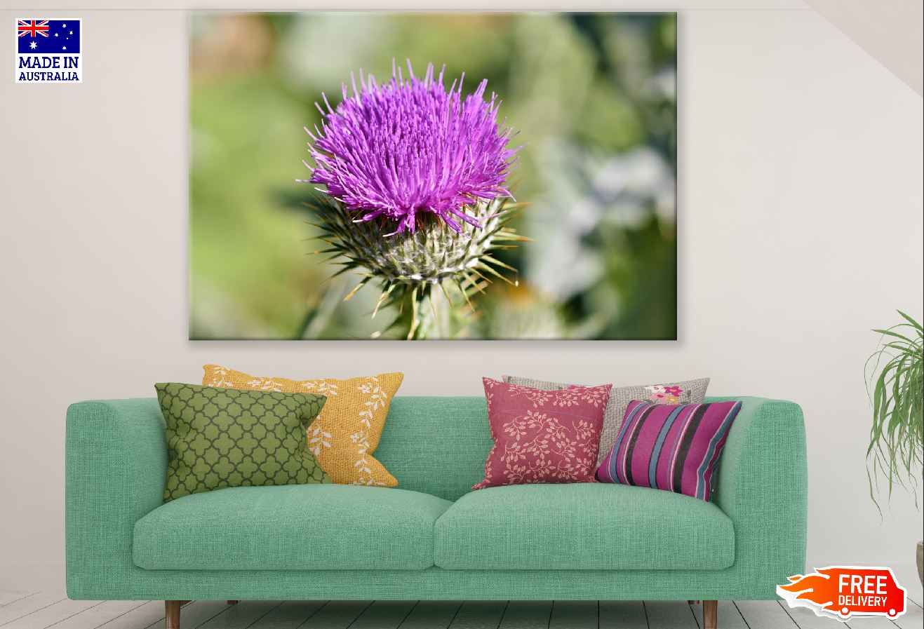 Purple Thistle Flower Closeup Photograph Print 100% Australian Made