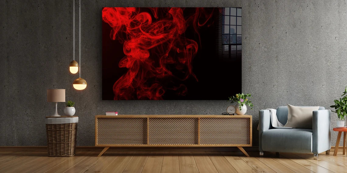 Red Cloud Abstract Print Tempered Glass Wall Art 100% Made in Australia Ready to Hang