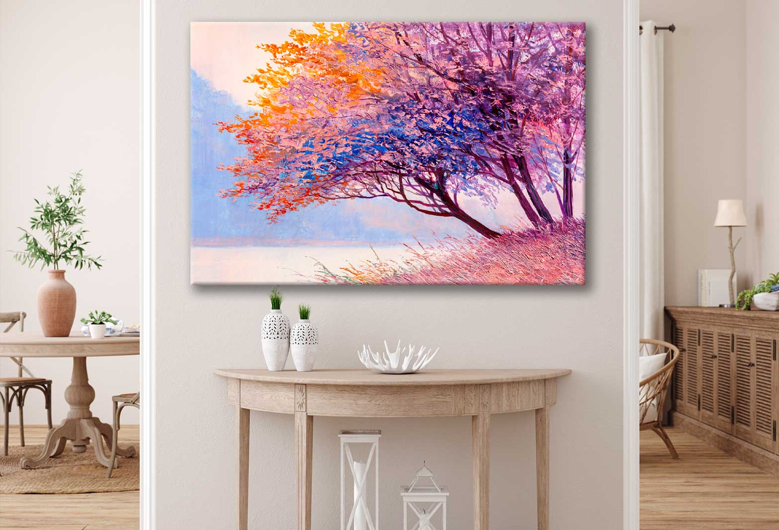 Bella Home Autumn Tree Watercolor Painting Print Canvas Ready to hang