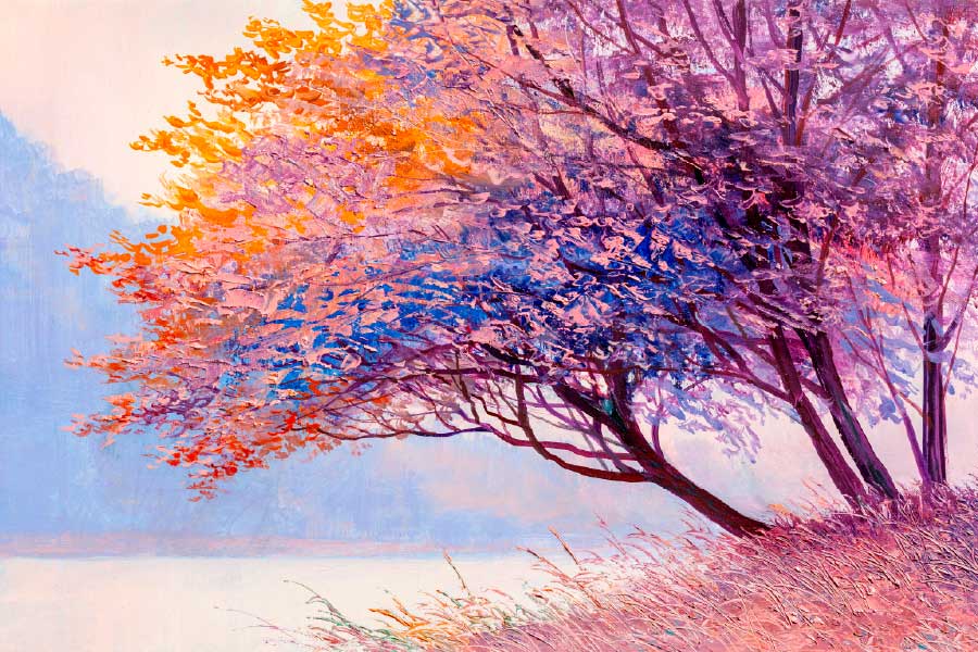 Bella Home Autumn Tree Watercolor Painting Print Canvas Ready to hang