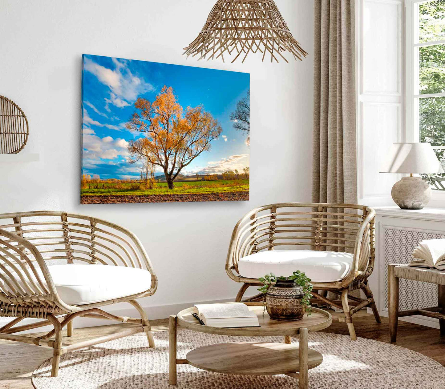 Bella Home Autumnal Tree in a Field Print Canvas Ready to hang