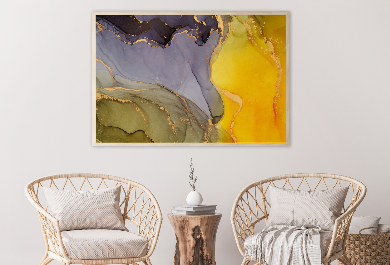 Purple Yellow & Green Abstract Design Home Decor Premium Quality Poster Print Choose Your Sizes