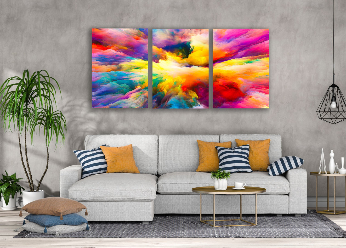 3 Set of Colorful Abstract Cloud Design High Quality Print 100% Australian Made Wall Canvas Ready to Hang