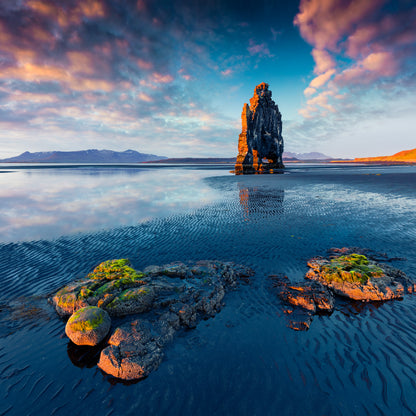 Square Canvas Huge Basalt Stack Hvitserkur View Photograph High Quality Print 100% Australian Made