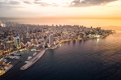 Beirut City with Sea Aerial View Photograph Print 100% Australian Made