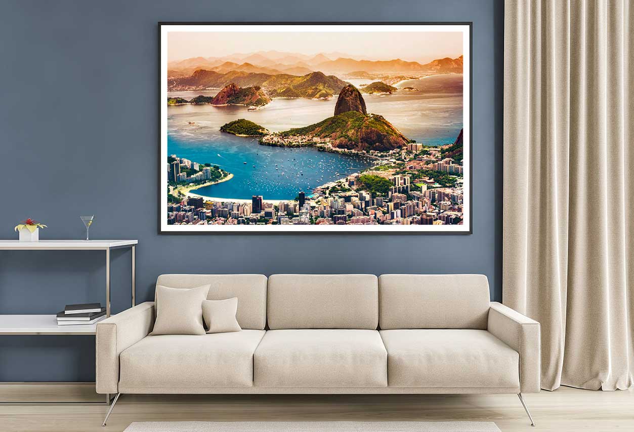 Rio de Janeiro Sea & City Aerial View Photograph Home Decor Premium Quality Poster Print Choose Your Sizes