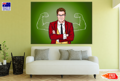 Business Man & Body Builder Line Art Illustration Print 100% Australian Made