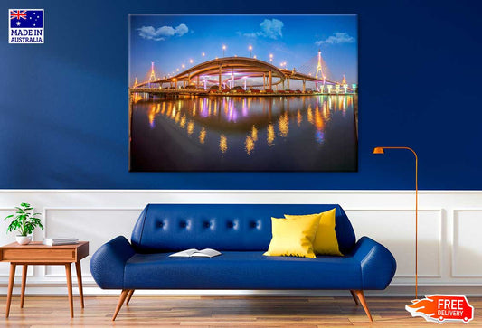 Bhumibol Bridge with Light View Photograph Thailand Print 100% Australian Made