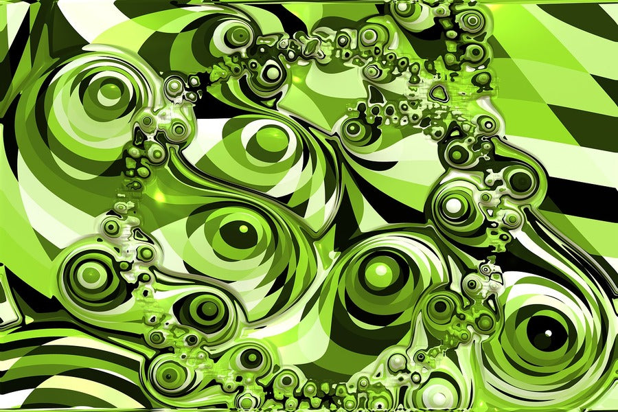 Green & Black 3D Abstract Design Print 100% Australian Made