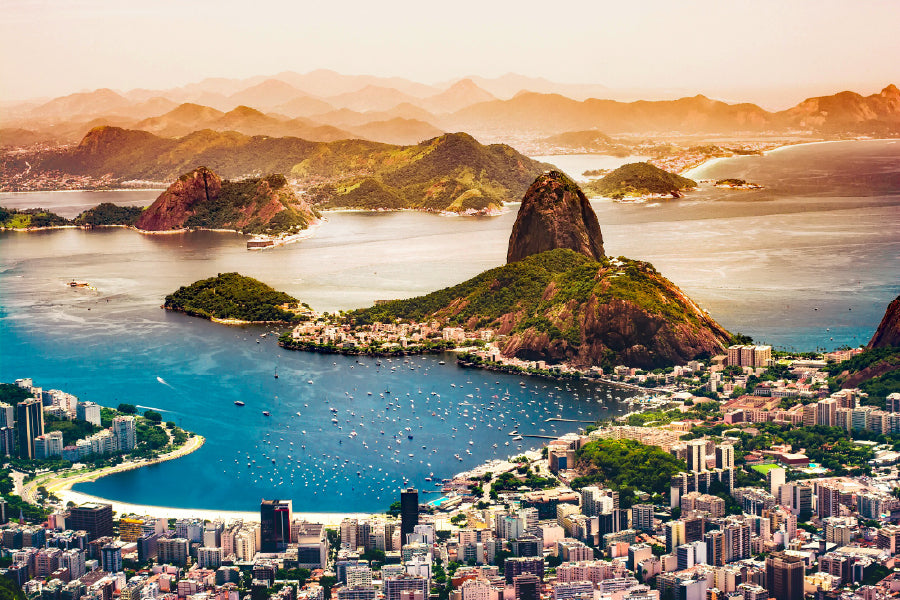 Rio de Janeiro Sea & City Aerial View Photograph Home Decor Premium Quality Poster Print Choose Your Sizes