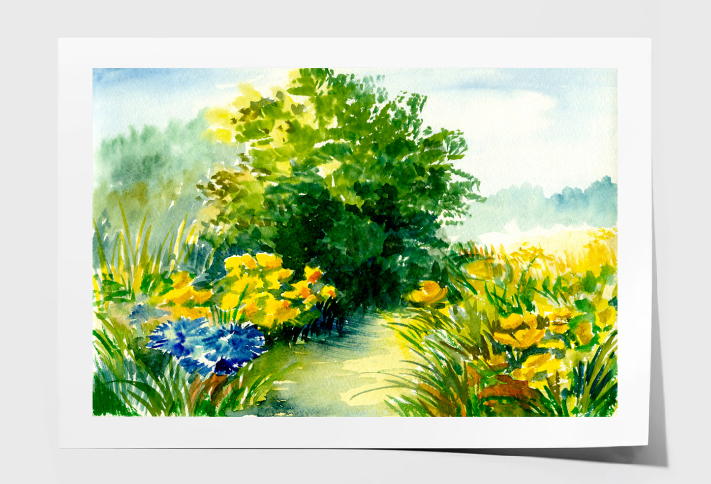 Watercolor Flower Garden Landscape Oil Painting Wall Art Limited Edition High Quality Print Unframed Roll Canvas None