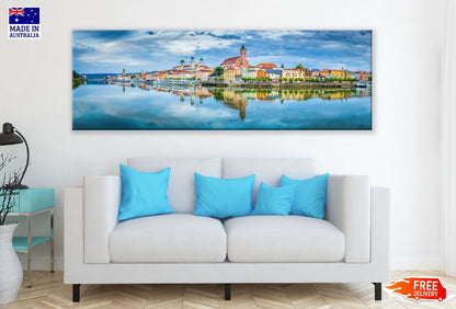 Panoramic Canvas Passau City & River View Photograph High Quality 100% Australian Made Wall Canvas Print Ready to Hang