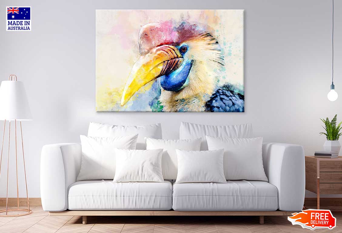 Hornbill Bird Watercolor Painting Print 100% Australian Made