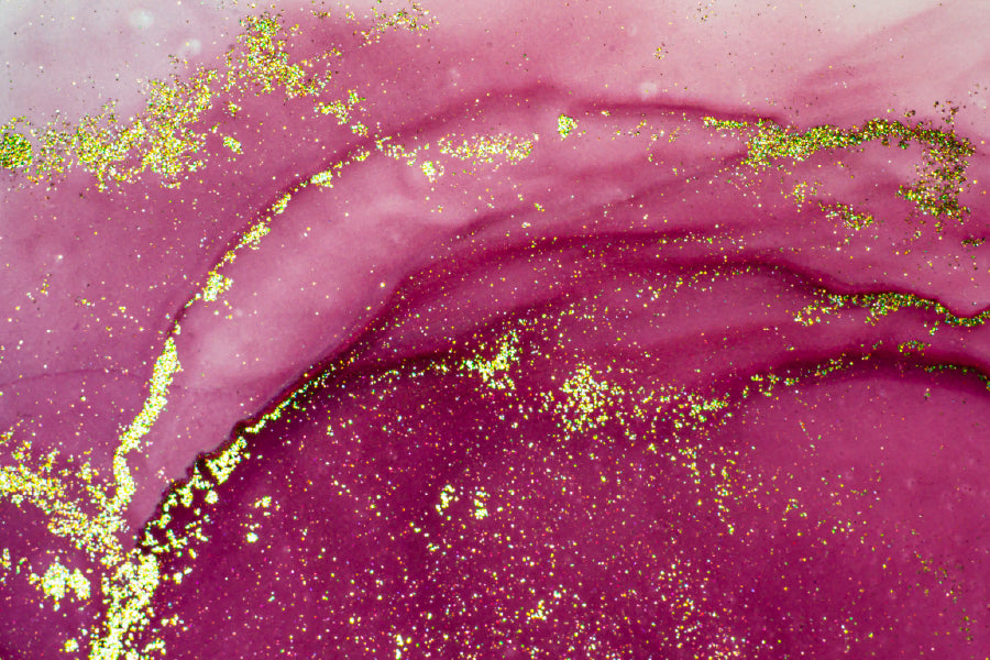 Pink & Gold Splash Fluid Abstract Design Home Decor Premium Quality Poster Print Choose Your Sizes