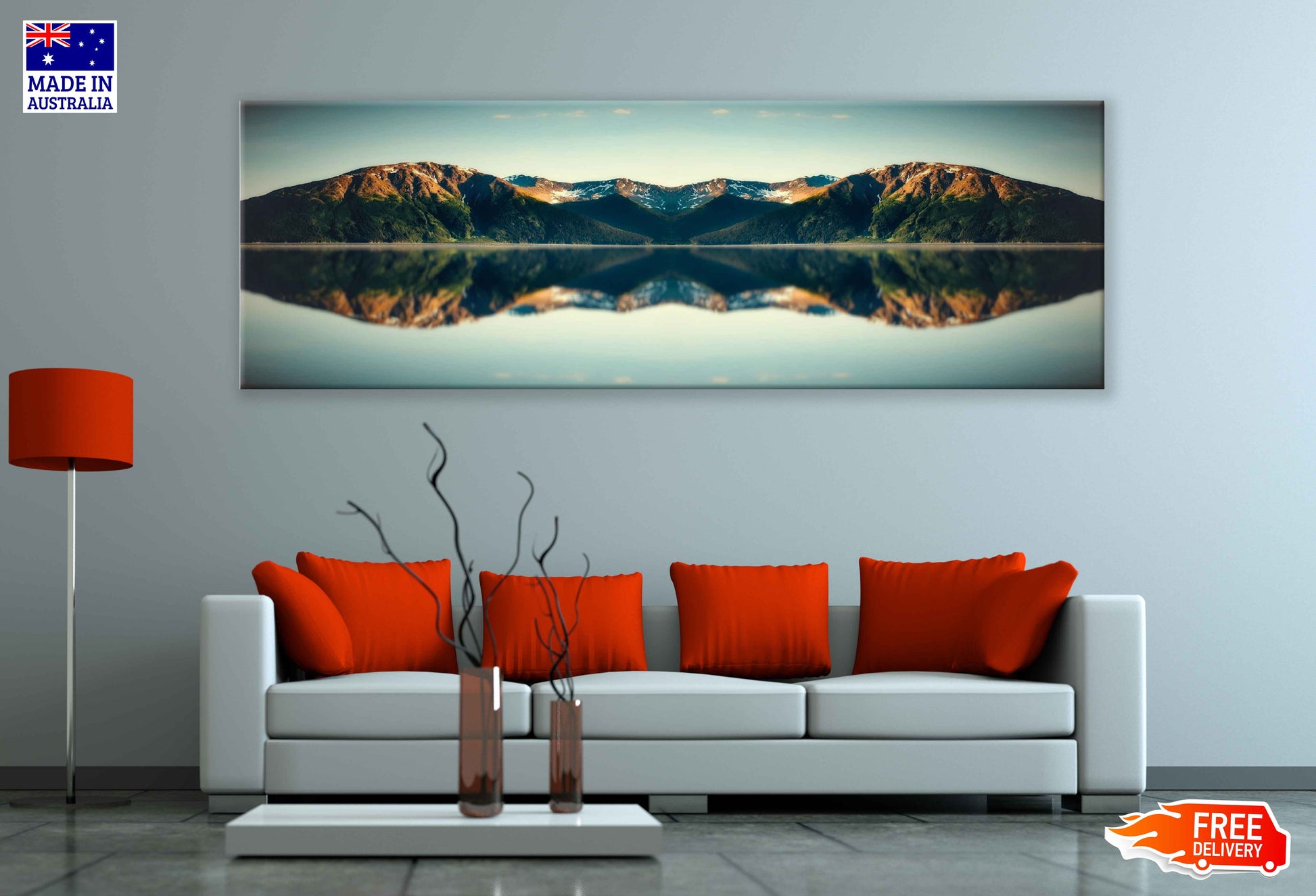 Panoramic Canvas Mountains Lake View Photograph High Quality 100% Australian Made Wall Canvas Print Ready to Hang