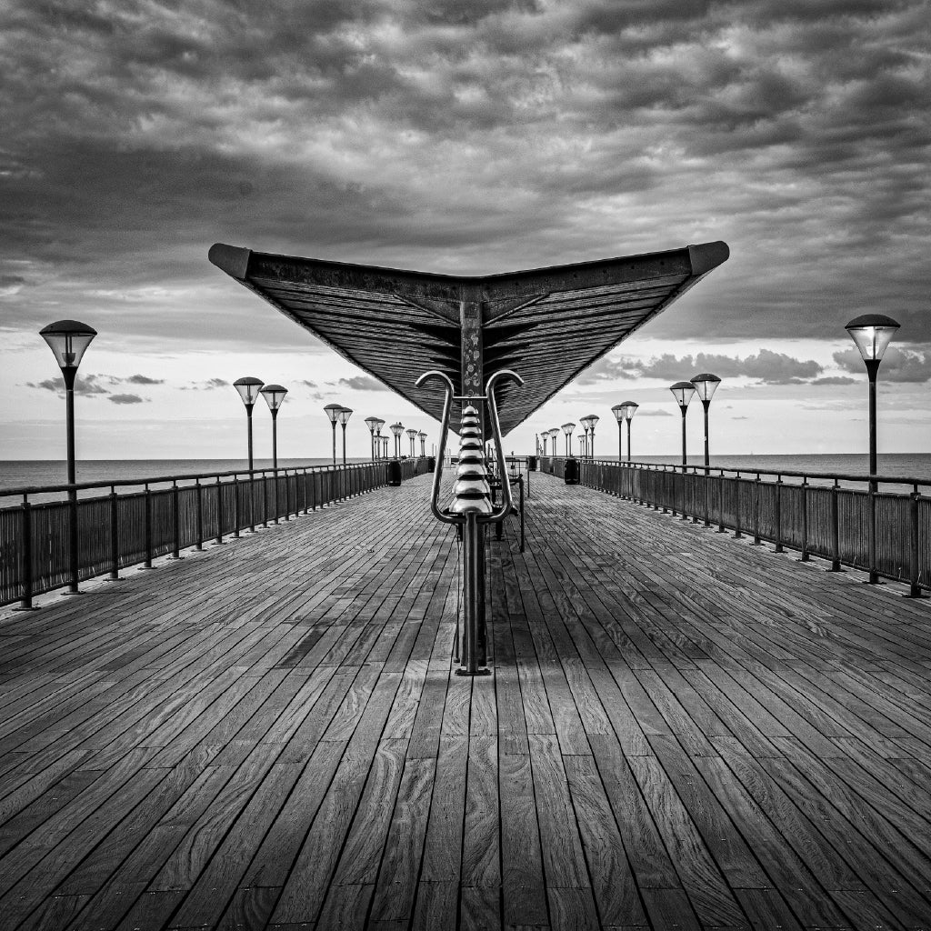 Square Canvas Boscombe Pier B&W View Photograph High Quality Print 100% Australian Made