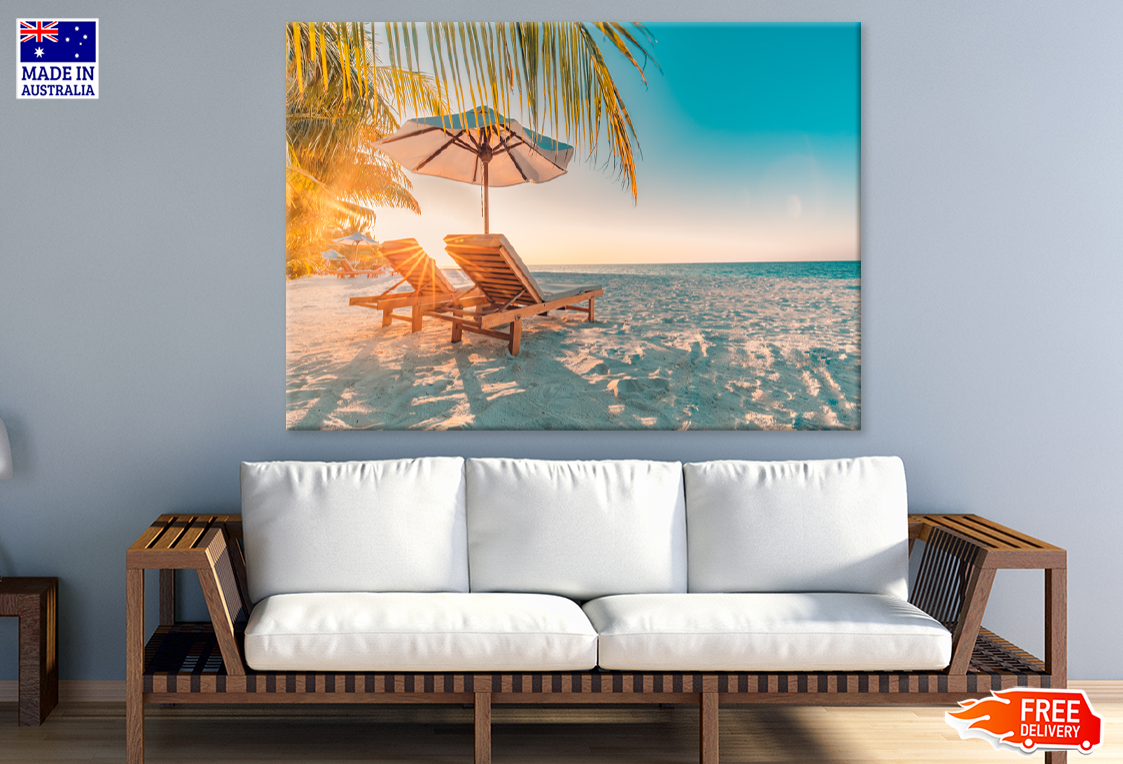 Beach Huts & Sea Sunset View Photograph Print 100% Australian Made