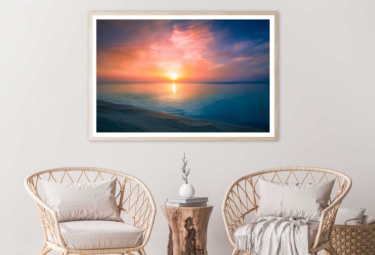 Sunrise Over Dark Sea Scenery Photograph Home Decor Premium Quality Poster Print Choose Your Sizes