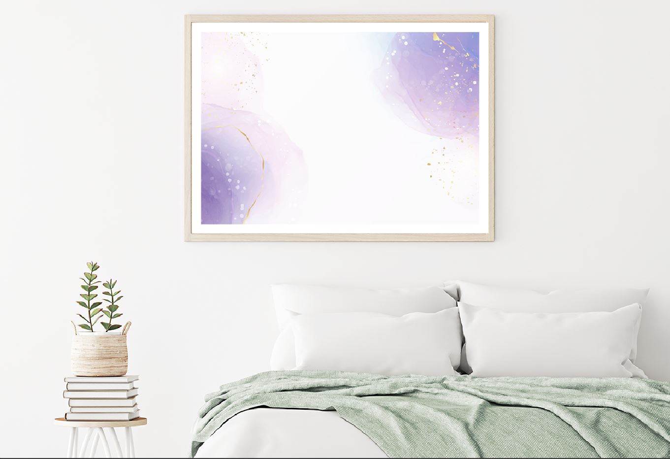 White Purple & Gold Abstract Design Home Decor Premium Quality Poster Print Choose Your Sizes