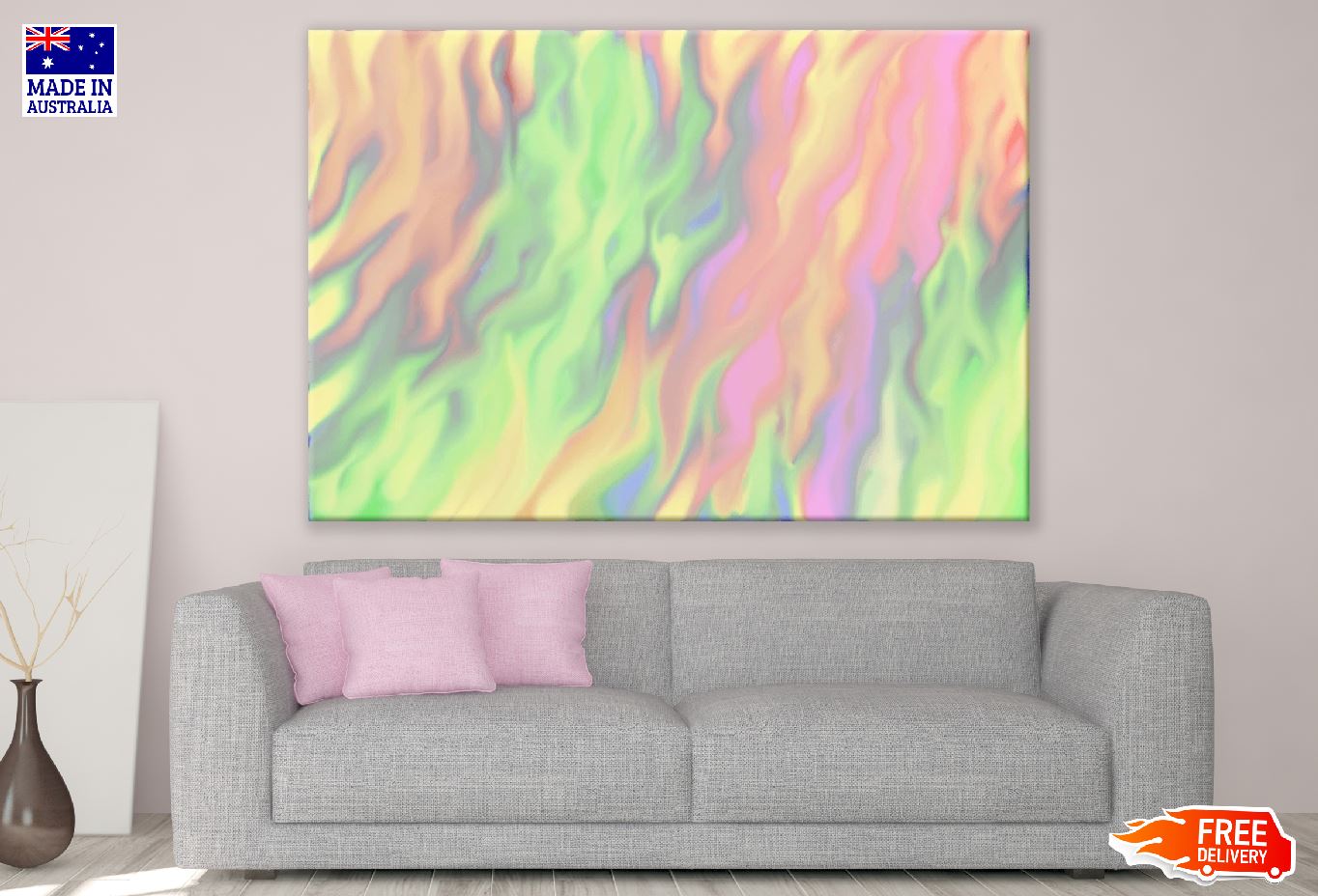 Pink Green Abstract Design Print 100% Australian Made