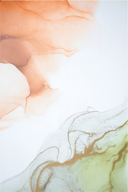 White Green & Orange Abstract Design Print 100% Australian Made