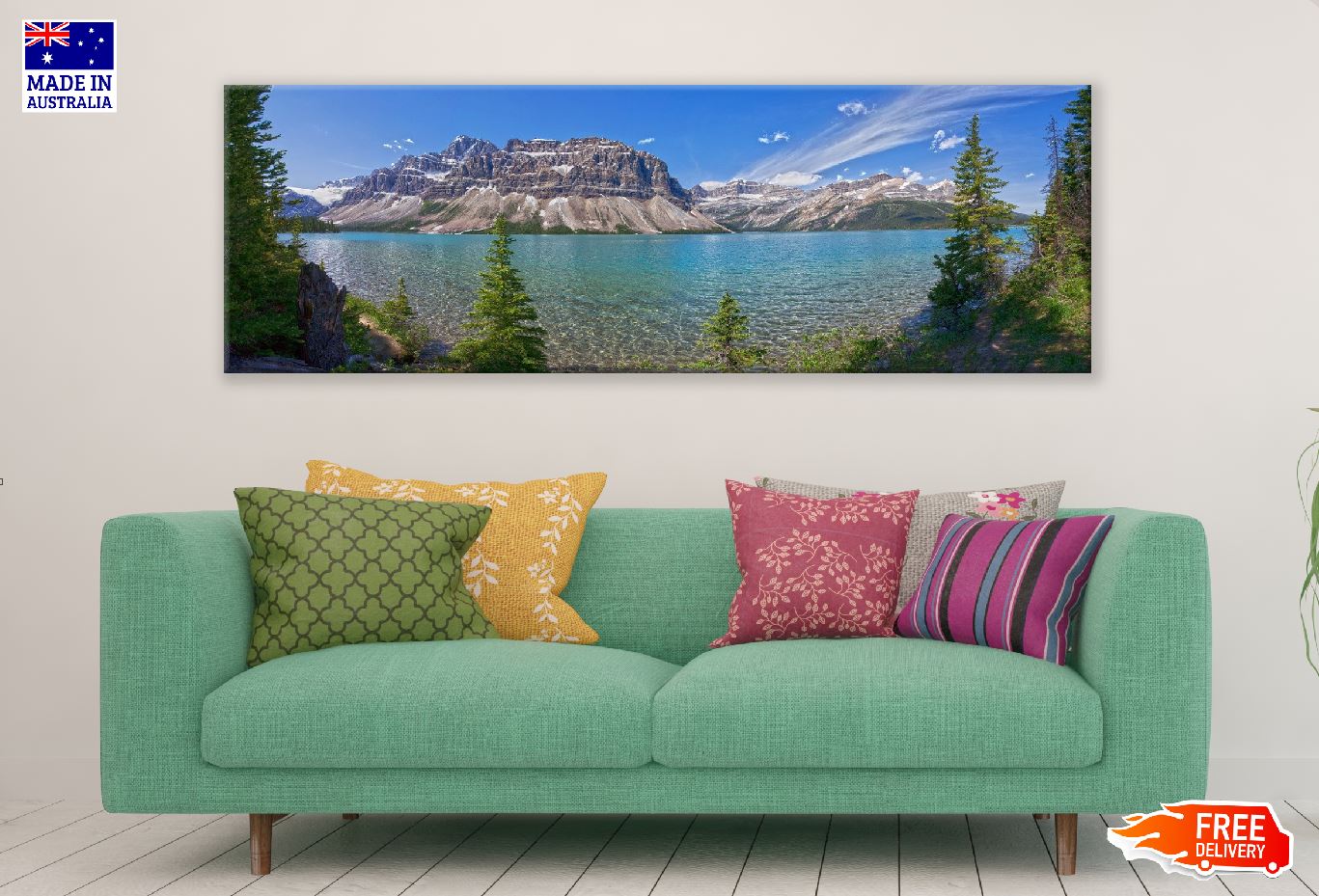 Panoramic Canvas Banff National Park Lake View Photograph High Quality 100% Australian Made Wall Canvas Print Ready to Hang