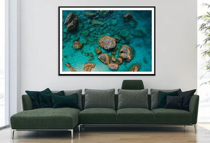 Rock & Sea Aerial View Photograph Greece Home Decor Premium Quality Poster Print Choose Your Sizes